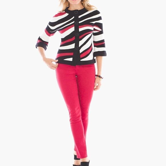 Chico's Womens So Slimming Girlfriend Ankle Red Stretch Pants Sz 00 xs T20 - Picture 1 of 6